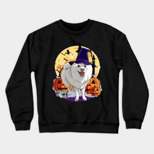 American Eskimo Dog Halloween Pumpkin Crewneck Sweatshirt